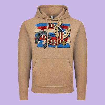 4th Of July Horseshoe Vintage Hoodie Designed By Cowgirlartshop