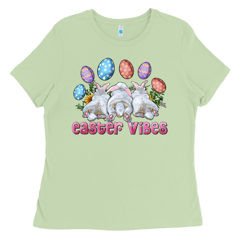 Easter Vibes With Bunny And Eggs Ladies Tee by RanaPortraitStore | Teevron