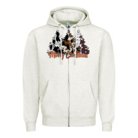 Oatmeal Heather merry christmas cowhide trees Zipper Hoodie - CowhideDigitalArt