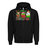 Black Merry Christmas Zipper Hoodie - CowhideDigitalArt
