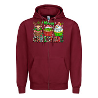 Burgundy Merry Christmas Zipper Hoodie - CowhideDigitalArt