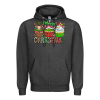 Charcoal Heather Merry Christmas Zipper Hoodie - CowhideDigitalArt