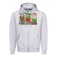 Heather Grey Merry Christmas Zipper Hoodie - CowhideDigitalArt