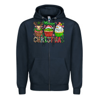 Navy Merry Christmas Zipper Hoodie - CowhideDigitalArt