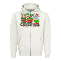 Oatmeal Heather Merry Christmas Zipper Hoodie - CowhideDigitalArt