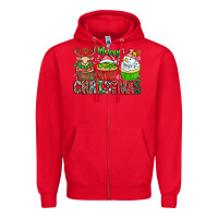 Red Merry Christmas Zipper Hoodie - CowhideDigitalArt