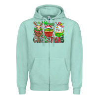 Seafoam Merry Christmas Zipper Hoodie - CowhideDigitalArt
