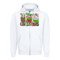 White Merry Christmas Zipper Hoodie - CowhideDigitalArt