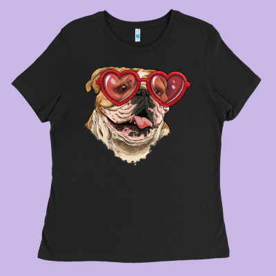 English Bulldog With Love Glass Ladies Tee Designed By Ranaportraitstore