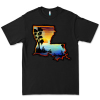 Black louisiana  sunset map Premium Tee - BarkalooDesign