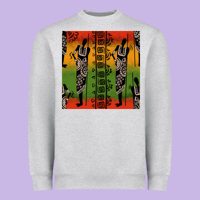 African Silhouette Seamless Pattern Heavyweight Sweatshirt Designed By Bundleandbundleshop