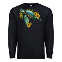 Black sea turtle with sunflowers Premium Sweatshirt - Artiststas