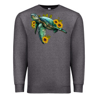 Charcoal Heather sea turtle with sunflowers Premium Sweatshirt - Artiststas