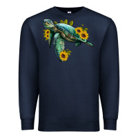 Navy sea turtle with sunflowers Premium Sweatshirt - Artiststas