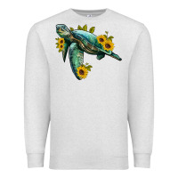 Oatmeal Heather sea turtle with sunflowers Premium Sweatshirt - Artiststas