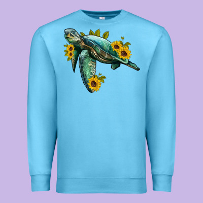 Sea Turtle With Sunflowers Premium Sweatshirt Designed By Artiststas
