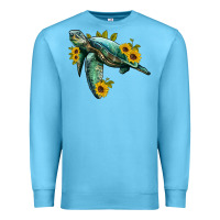 Ocean Blue sea turtle with sunflowers Premium Sweatshirt - Artiststas