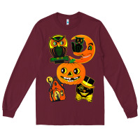 Burgundy Vintage Halloween Long Sleeve Tee - minhPixels