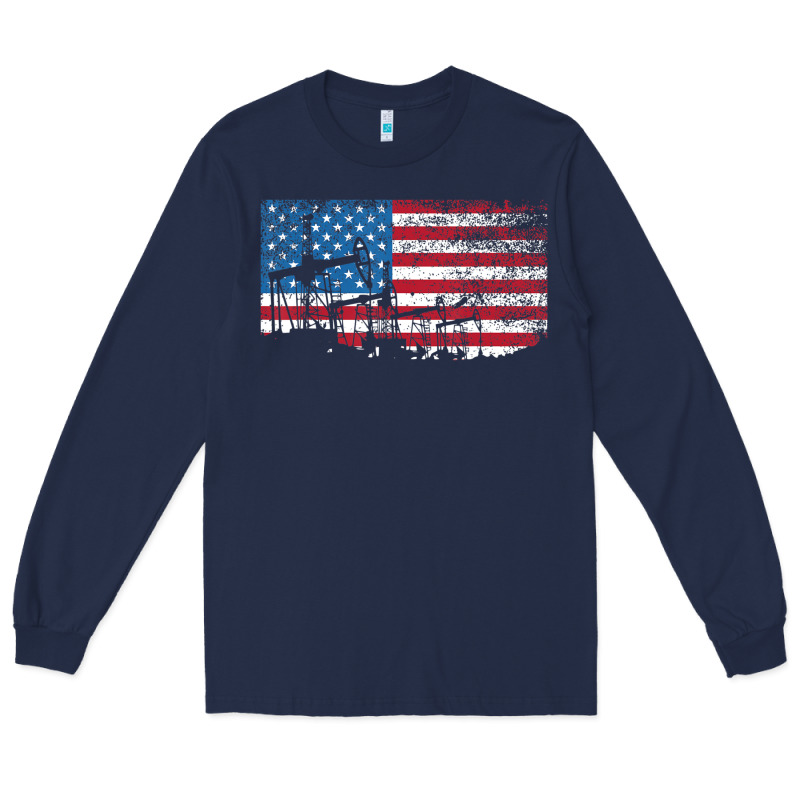 Oil Rig Worker Roughnecks Oilfield Man Gift American Long Sleeve Tee by minhPixels | Teevron