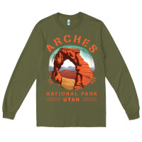 Army Green Cool Arches National Park Utah Long Sleeve Tee - minhPixels