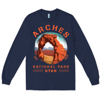 Navy Cool Arches National Park Utah Long Sleeve Tee - minhPixels