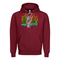 Burgundy punk rock Merry Christmas Zipper Hoodie - CowhideDigitalArt