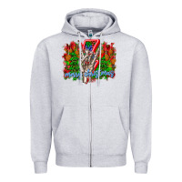 Heather Grey punk rock Merry Christmas Zipper Hoodie - CowhideDigitalArt