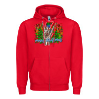 Red punk rock Merry Christmas Zipper Hoodie - CowhideDigitalArt