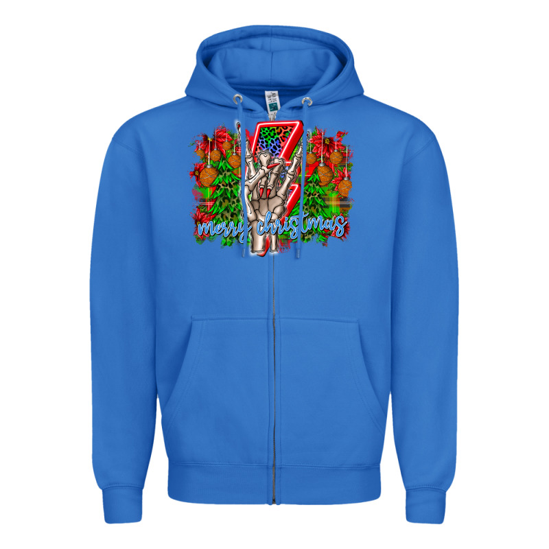 Punk Rock Merry Christmas Zipper Hoodie by CowhideDigitalArt | Teevron