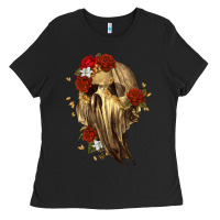 Black Ghost Skeleton Ladies Tee - RanaPortraitStore