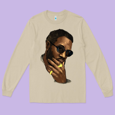 Black Man Long Sleeve Tee Designed By Howdyjamesfarm