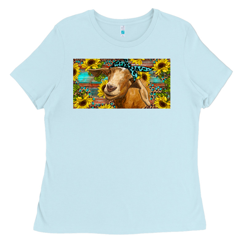 Goat With Sunflowers And Leopard Ladies Tee by RanaPortraitStore | Teevron