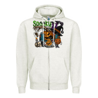 Oatmeal Heather spooky Zipper Hoodie - SublimationCraftShop