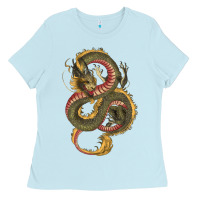 Baby Blue green and yellow dragon Ladies Tee - RanaPortraitStore