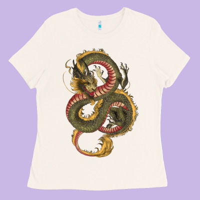 Green And Yellow Dragon Ladies Tee Designed By Ranaportraitstore