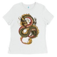 White green and yellow dragon Ladies Tee - RanaPortraitStore