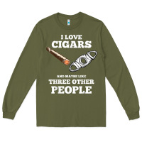 Army Green Funny Cigar Accessories Gift Set Cigar Lover Smokers Party Long Sleeve Tee - minhPixels