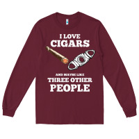 Burgundy Funny Cigar Accessories Gift Set Cigar Lover Smokers Party Long Sleeve Tee - minhPixels