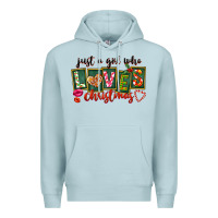 Blue Mist Just A Girl Who Loves Christmas Premium Hoodie - FaDigitalArtStudio
