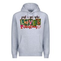 Heather Grey Just A Girl Who Loves Christmas Premium Hoodie - FaDigitalArtStudio
