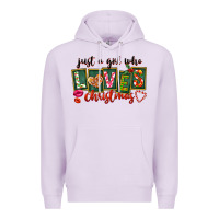Lilac Just A Girl Who Loves Christmas Premium Hoodie - FaDigitalArtStudio