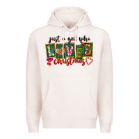 Pale Pink Just A Girl Who Loves Christmas Premium Hoodie - FaDigitalArtStudio