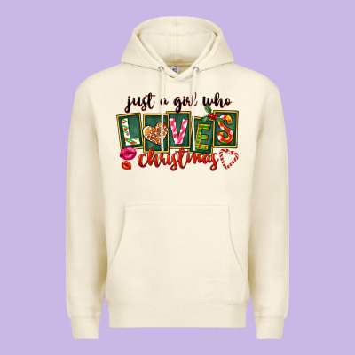 Just A Girl Who Loves Christmas Premium Hoodie Designed By Fadigitalartstudio