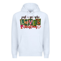 White Just A Girl Who Loves Christmas Premium Hoodie - FaDigitalArtStudio