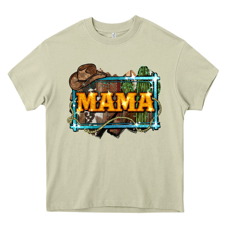 Mama Cowboy Western Font Cactuslove Mom Heavy Core Tee by LillyAllenDesigns | Teevron
