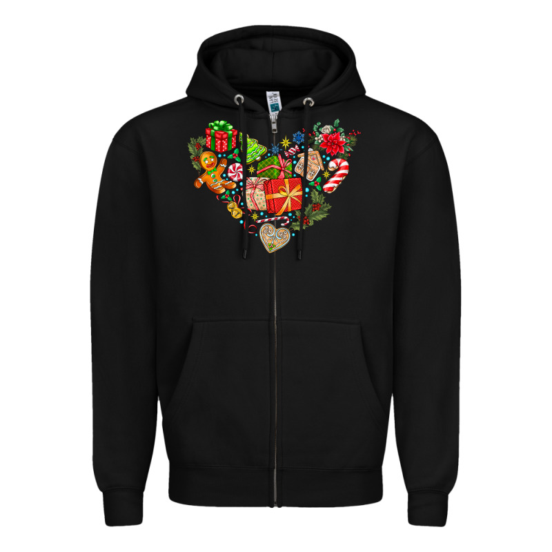 Merry Christmas Heart Zipper Hoodie by CowhideDigitalArt | Teevron
