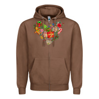 Chestnut merry Christmas heart Zipper Hoodie - CowhideDigitalArt