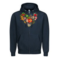 Navy merry Christmas heart Zipper Hoodie - CowhideDigitalArt