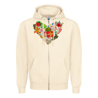 Sandshell merry Christmas heart Zipper Hoodie - CowhideDigitalArt