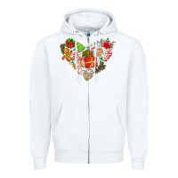 White merry Christmas heart Zipper Hoodie - CowhideDigitalArt